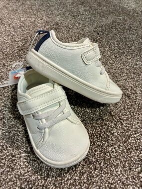 Carter's White Baby Shoes with Navy Accents